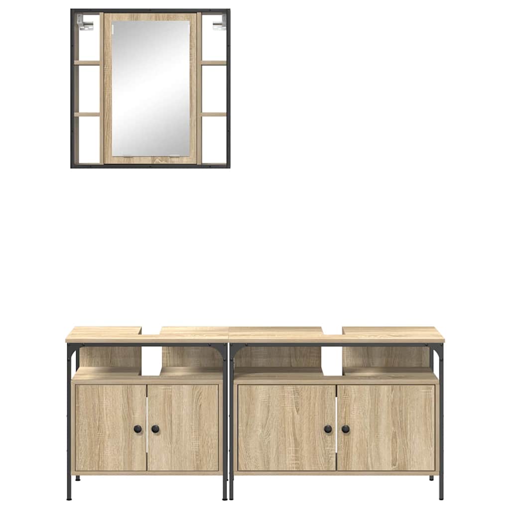 Badrumsmöbelset 3 pack Sonoma Ek 80 x 30 x 60 cm