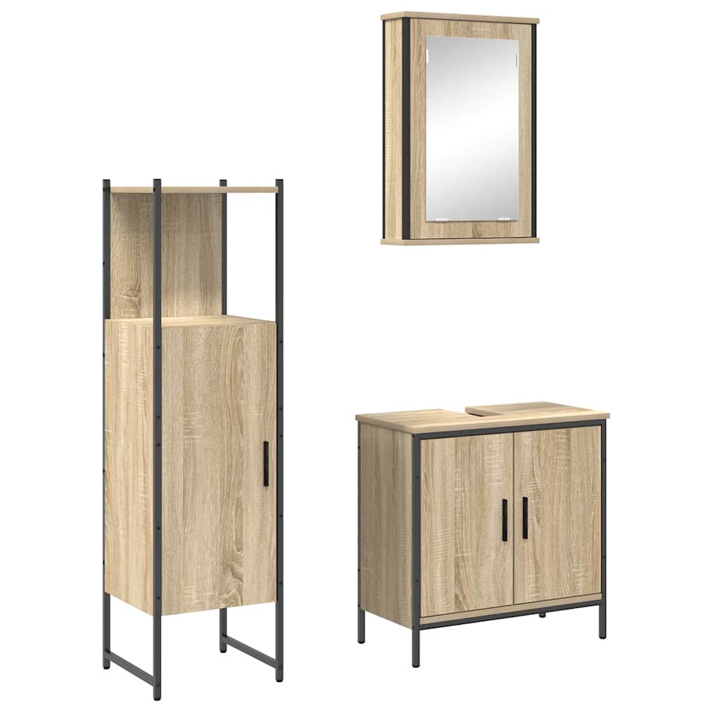 Badrumsmöbelset 3 pcs Brun 60 x 30 x 60 cm Konstruerat trä