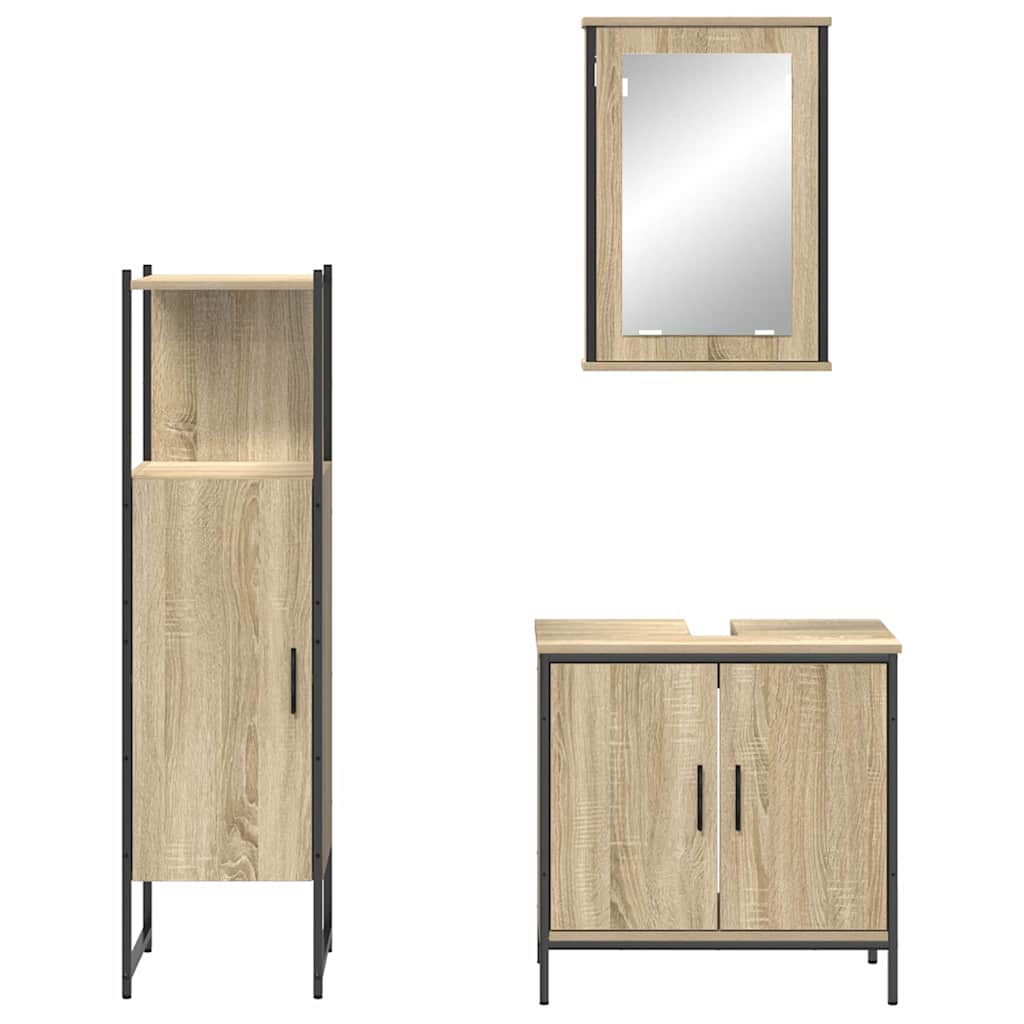 Badrumsmöbelset 3 pcs Brun 60 x 30 x 60 cm Konstruerat trä