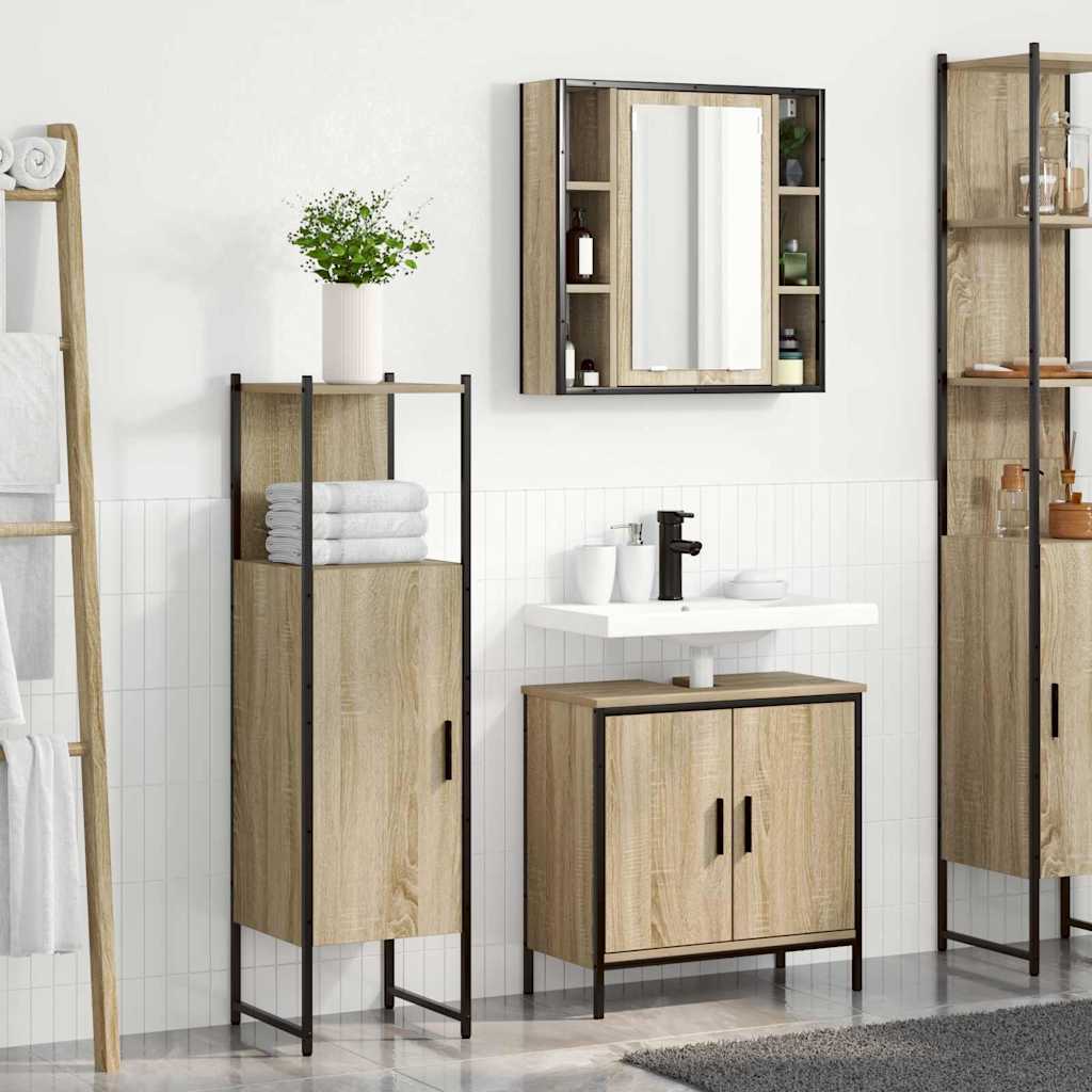 Badrumsmöbelset 3 pcs Brun 60 x 30 x 60 cm Konstruerat trä