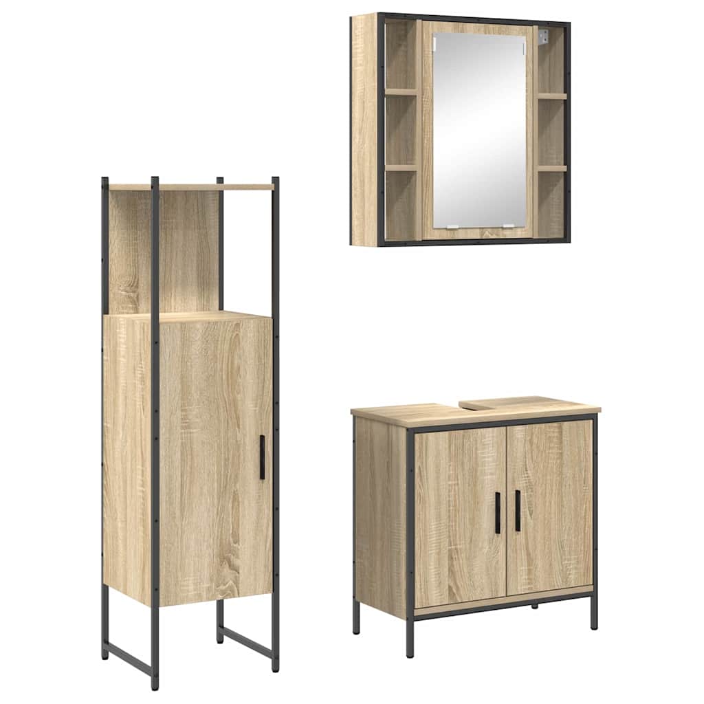 Badrumsmöbelset 3 pcs Brun 60 x 30 x 60 cm Konstruerat trä