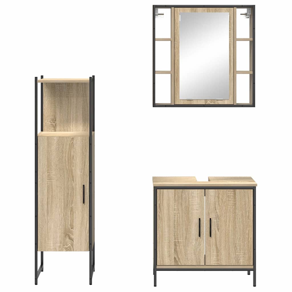 Badrumsmöbelset 3 pcs Brun 60 x 30 x 60 cm Konstruerat trä