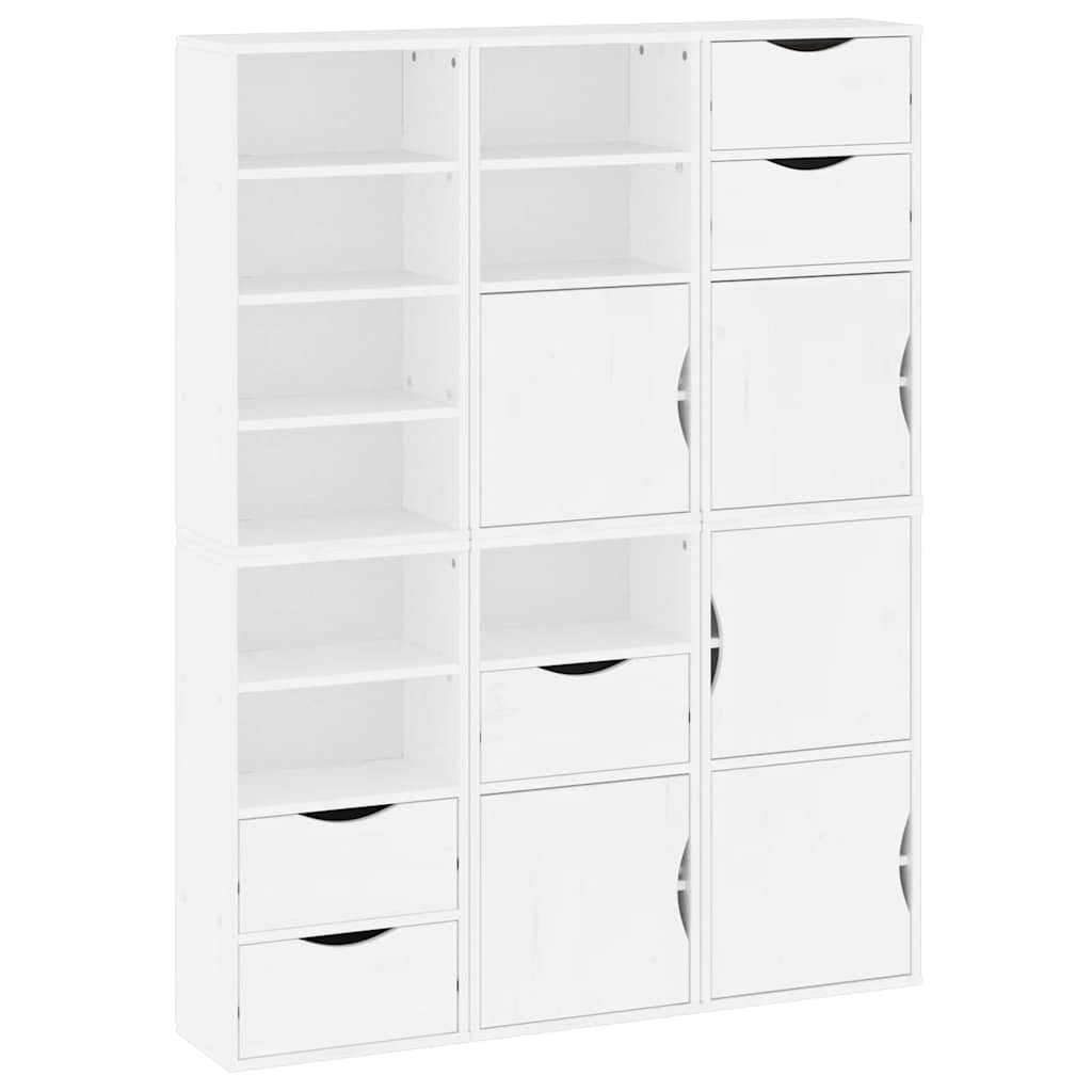 Skåp Vit 6 st "ODDA" 40x24x79 cm massivt Trä furu