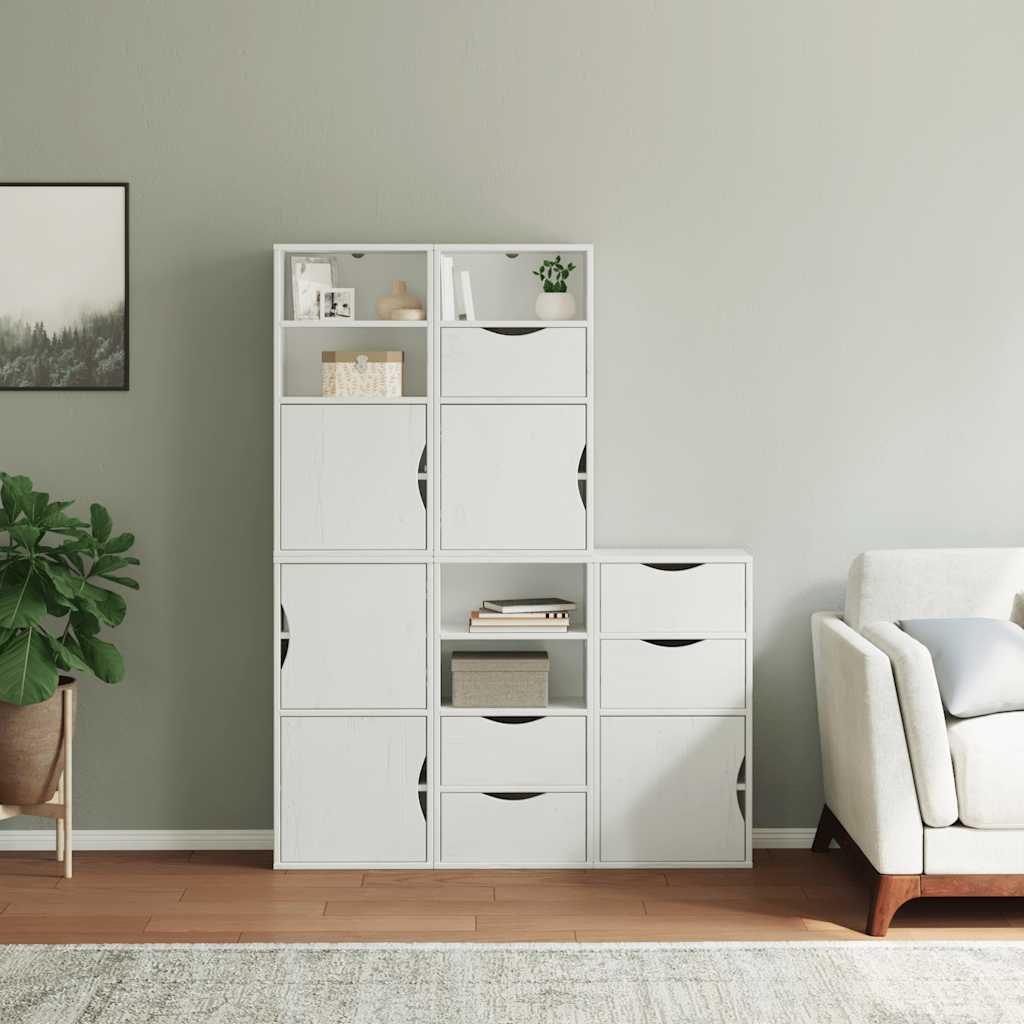 Skåp Vit 5 st "ODDA" 40x24x79 cm massivt Trä furu