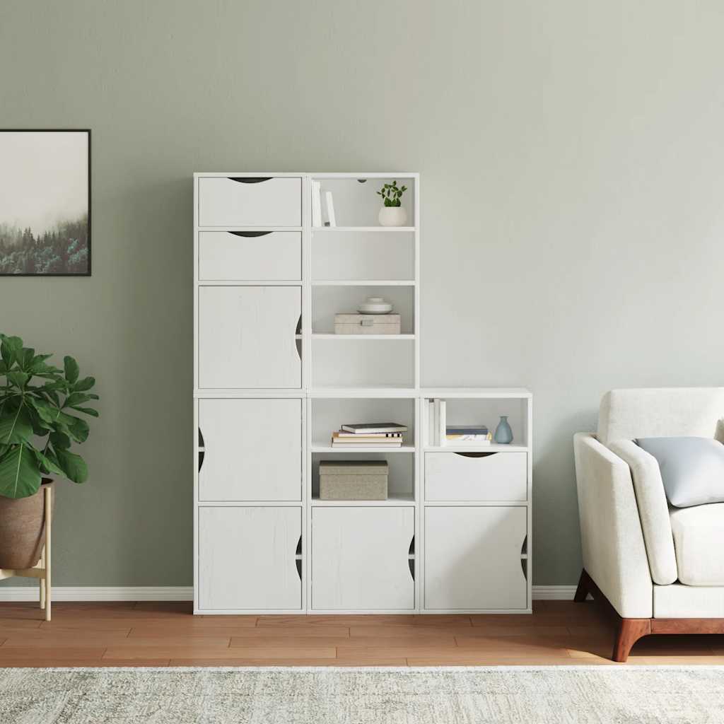 Skåp Vit 5 st "ODDA" 40x24x79 cm massivt Trä furu
