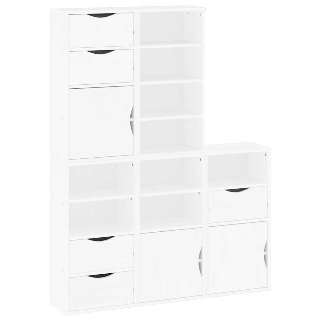 Skåp Vit 5 st "ODDA" 40x24x79 cm massivt Trä furu