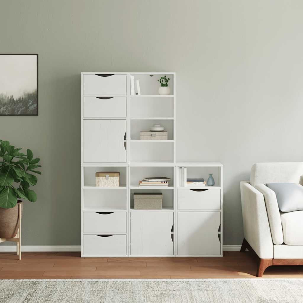Skåp Vit 5 st "ODDA" 40x24x79 cm massivt Trä furu