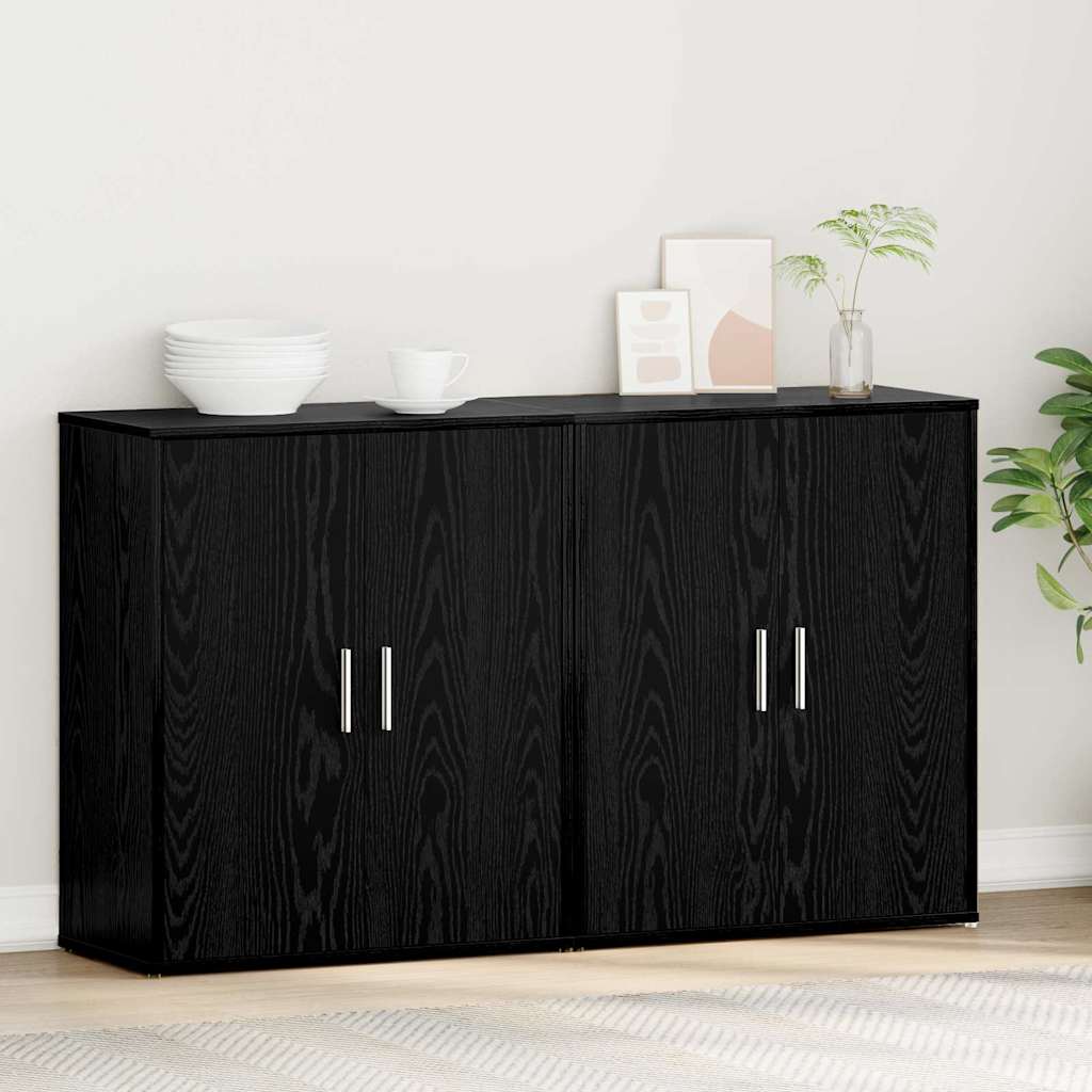 Skåp 2 pcs Svart ek 60 x 31 x 70 cm Konstruerat trä