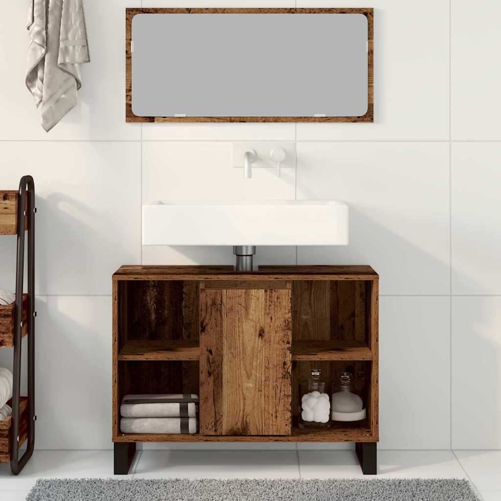 Badrumsunderskåp Åldrat Trä 80 x 33 x 60 cm