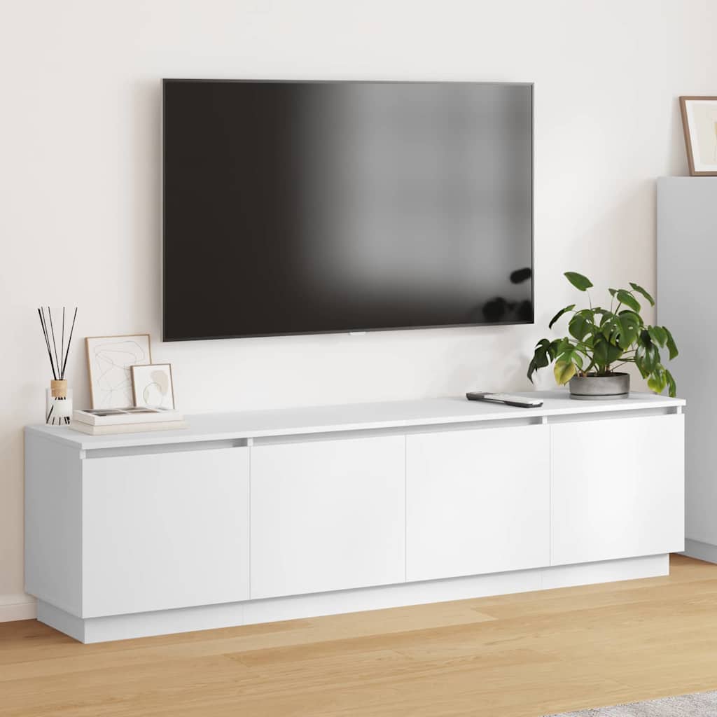 TV-skåp med LED Vit 180 x 38 x 49 cm Konstruerat trä