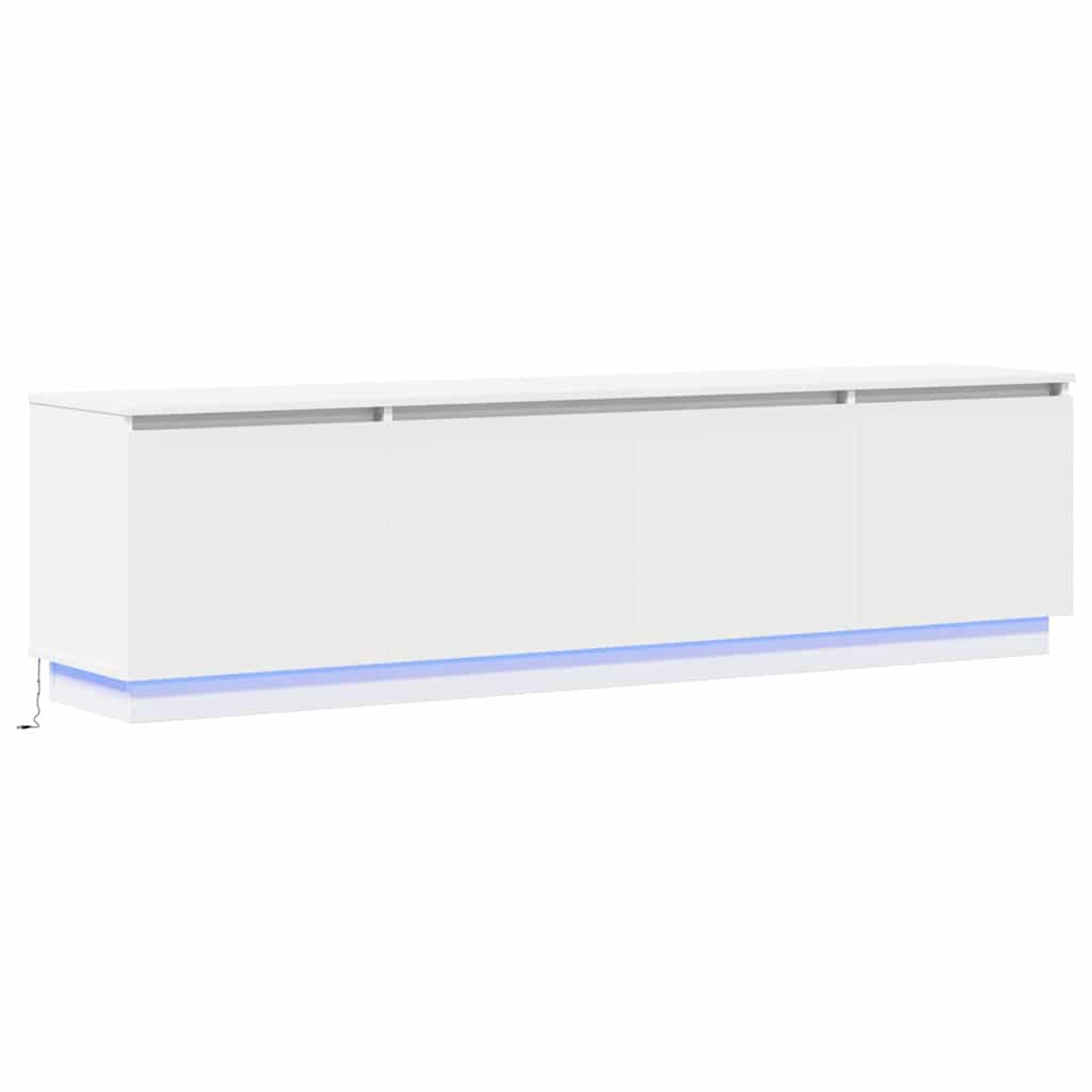 TV-skåp med LED Vit 180 x 38 x 49 cm Konstruerat trä