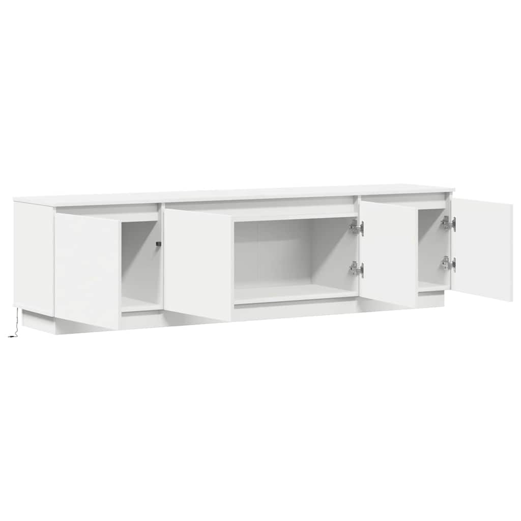 TV-skåp med LED Vit 180 x 38 x 49 cm Konstruerat trä