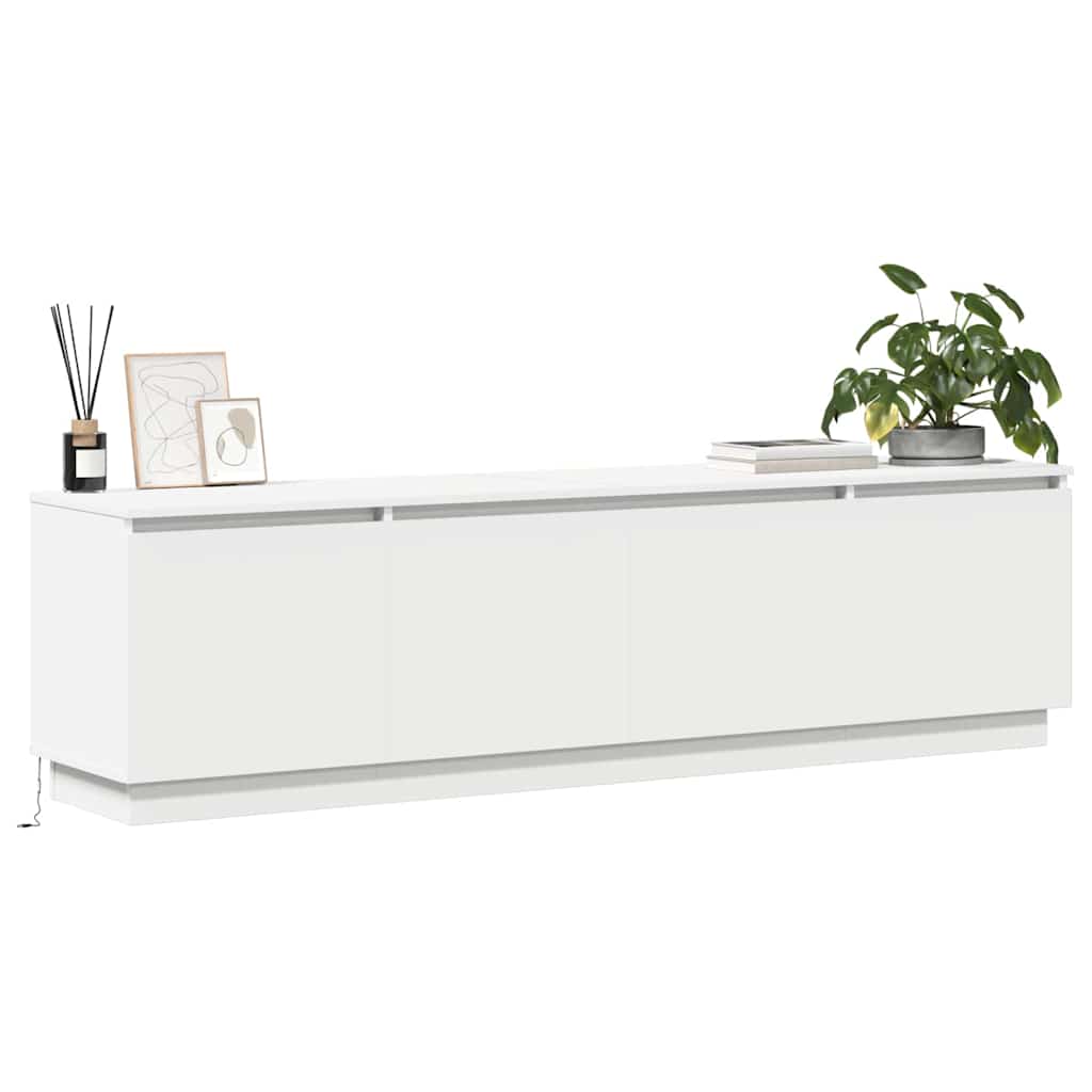 TV-skåp med LED Vit 180 x 38 x 49 cm Konstruerat trä