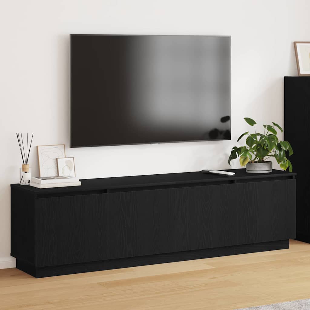 TV-skåp med LED Svart ek 180 x 38 x 49 cm Konstruerat trä