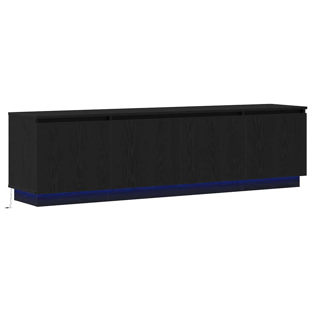 TV-skåp med LED Svart ek 180 x 38 x 49 cm Konstruerat trä