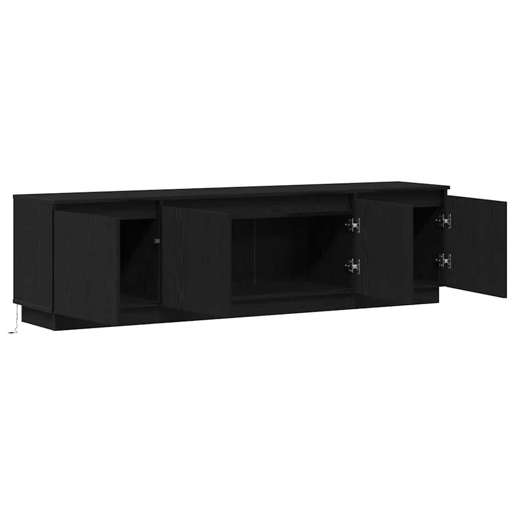TV-skåp med LED Svart ek 180 x 38 x 49 cm Konstruerat trä