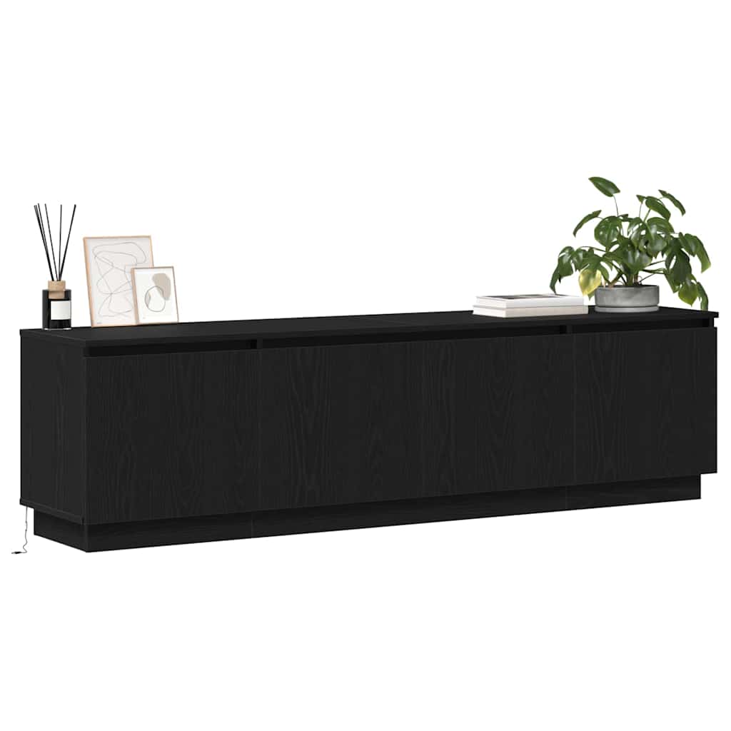 TV-skåp med LED Svart ek 180 x 38 x 49 cm Konstruerat trä