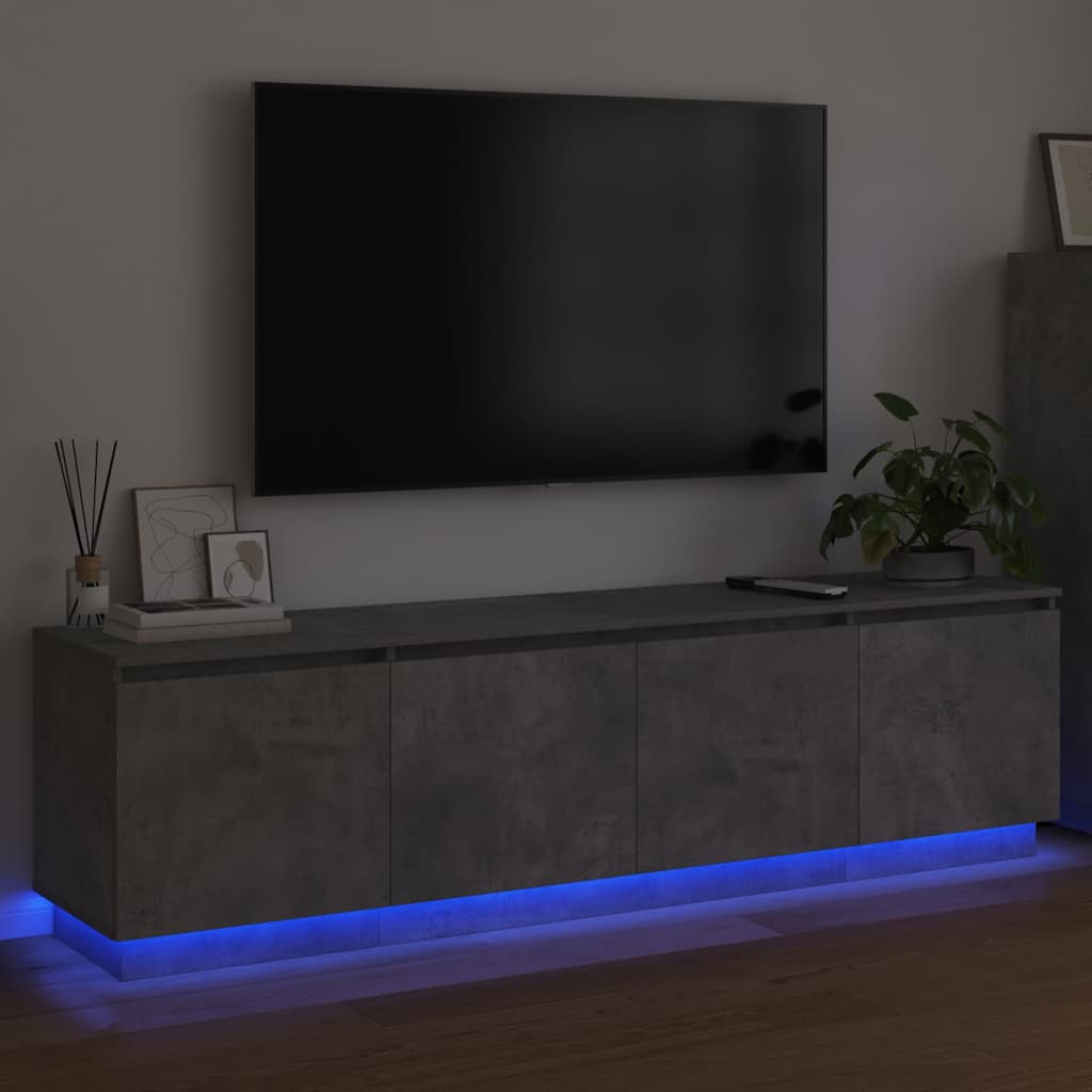 TV-skåp med LED Betonggrå 180 x 38 x 49 cm Konstruerat trä