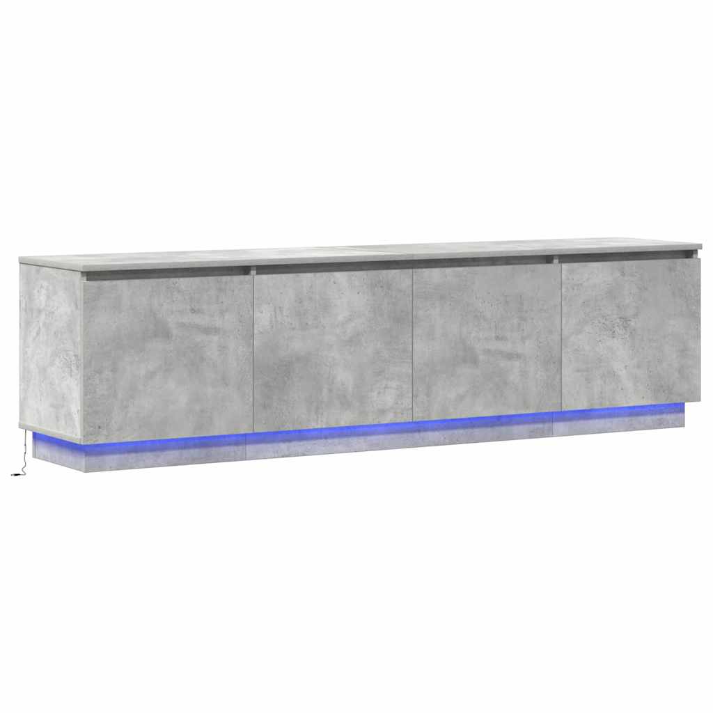 TV-skåp med LED Betonggrå 180 x 38 x 49 cm Konstruerat trä
