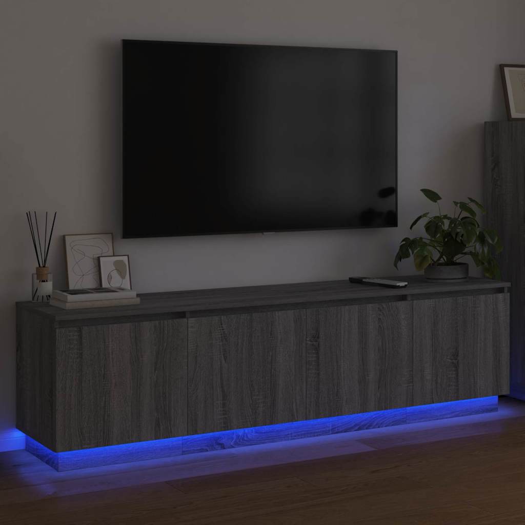 TV-skåp med LED Grå sonoma 180 x 38 x 49 cm Konstruerat trä