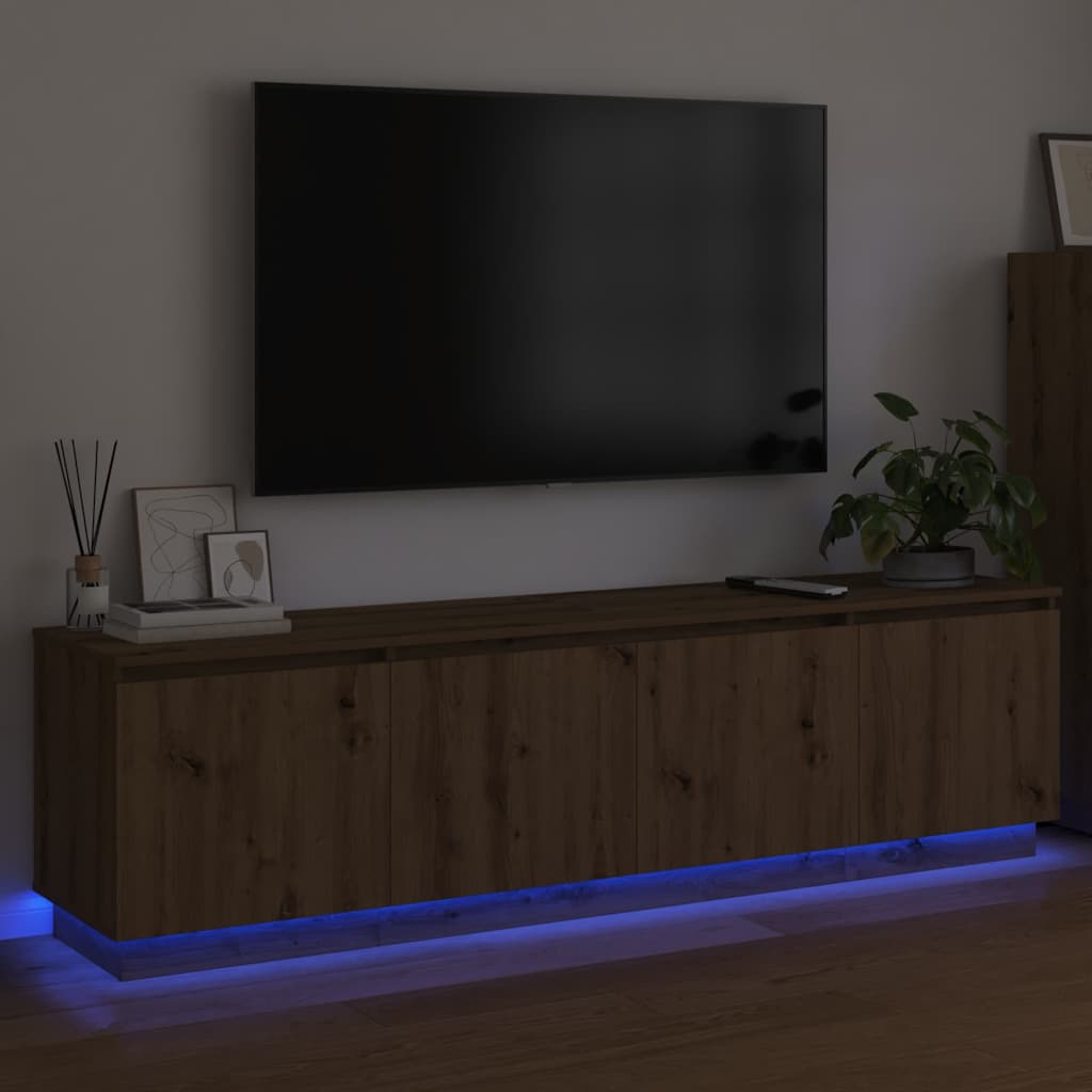 TV-skåp med LED artisan ek 180 x 38 x 49 cm Konstruerat trä
