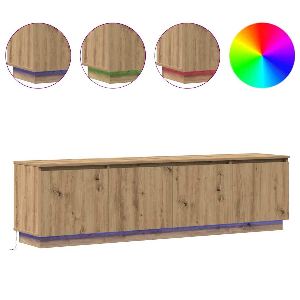 TV-skåp med LED artisan ek 180 x 38 x 49 cm Konstruerat trä