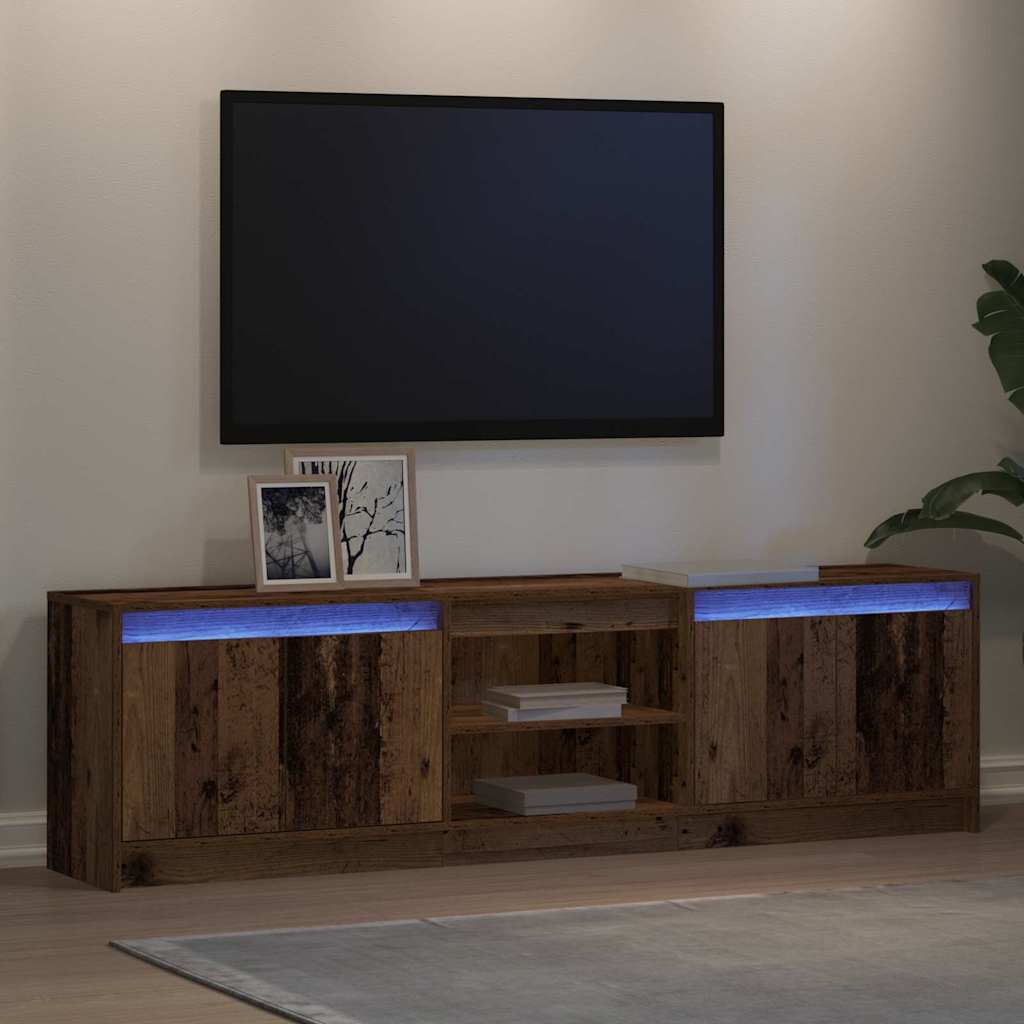 TV-skåp med LED -remsljus Brun 180 x 34 x 50 cm Konstruerat trä
