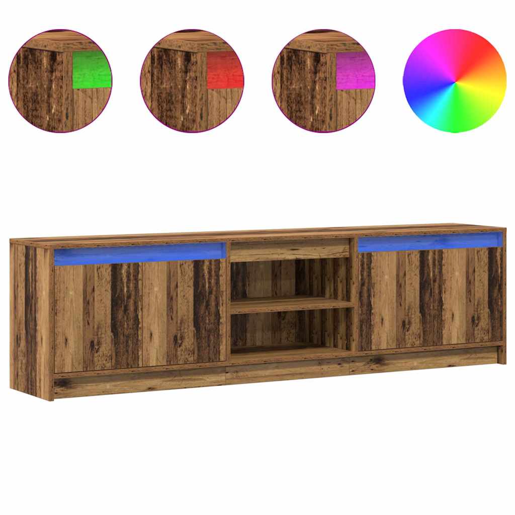 TV-skåp med LED -remsljus Brun 180 x 34 x 50 cm Konstruerat trä