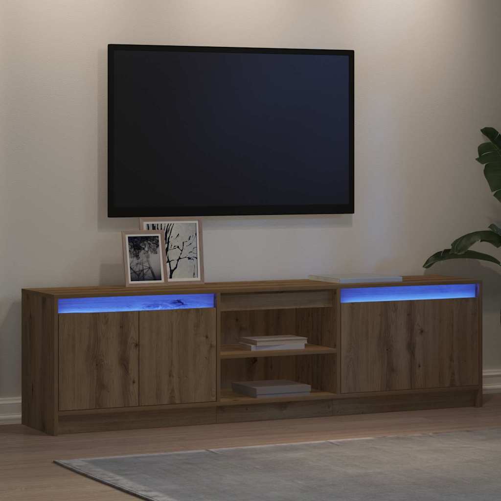 TV-skåp med LED -remsljus Brun 182 x 34 x 50 cm Konstruerat trä