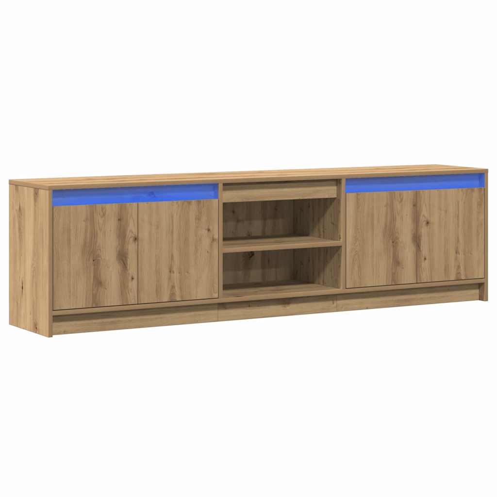 TV-skåp med LED -remsljus Brun 182 x 34 x 50 cm Konstruerat trä