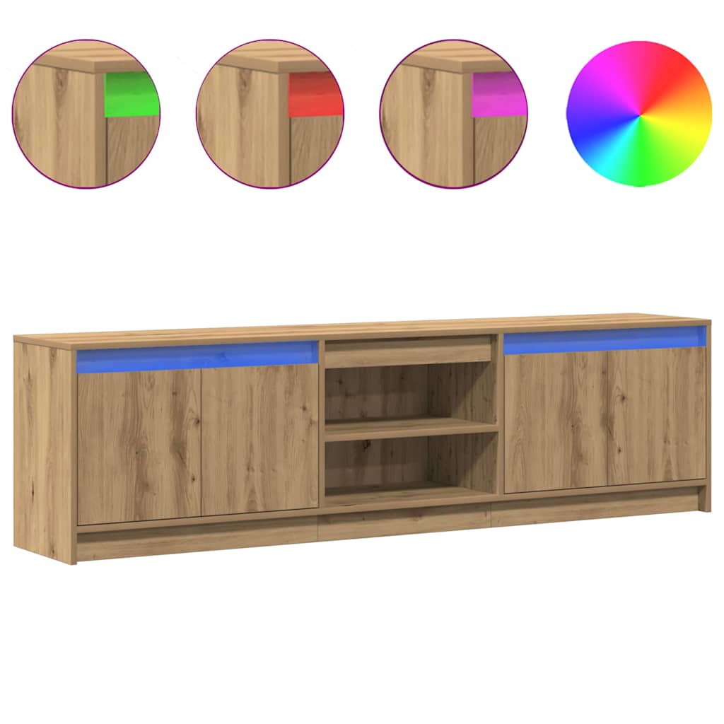 TV-skåp med LED -remsljus Brun 182 x 34 x 50 cm Konstruerat trä