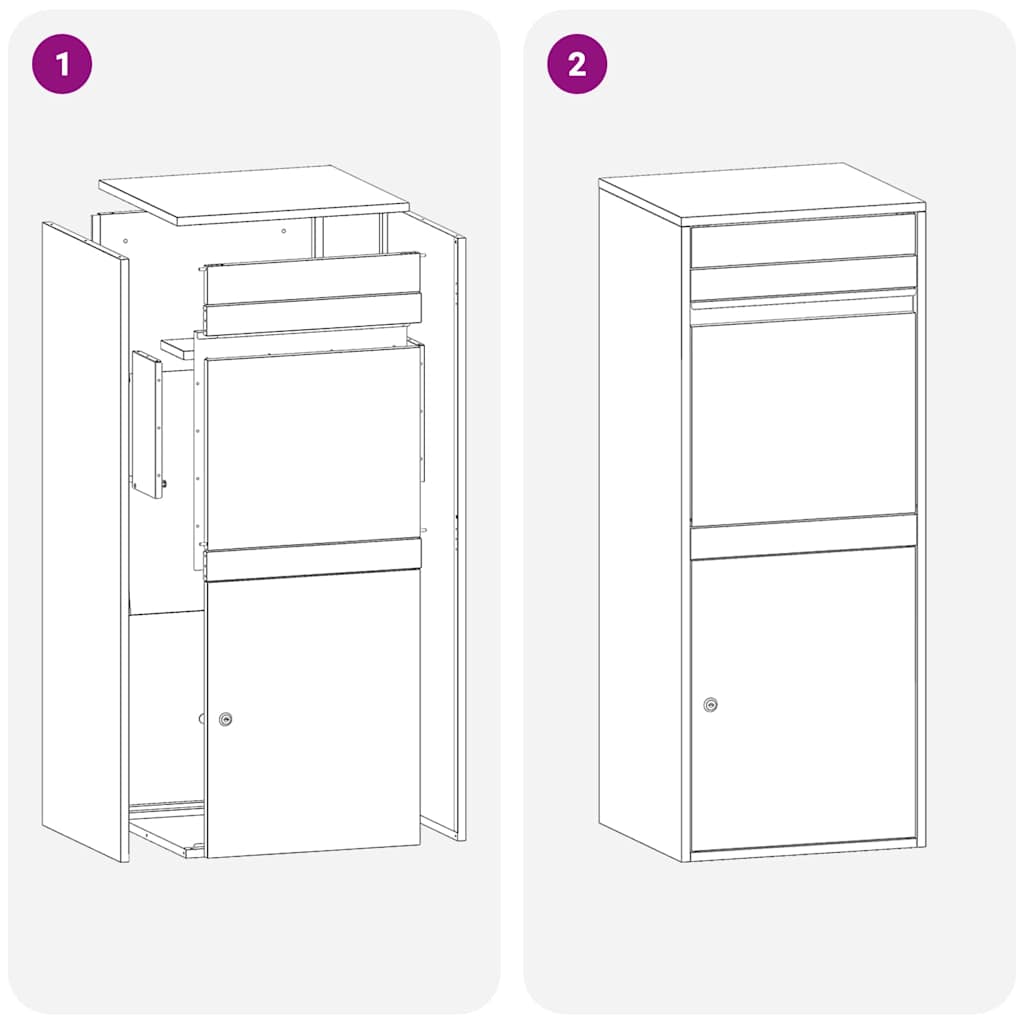Brevlåda Paketbox Svart 41 x 38 x 103 cm Rostfritt stål