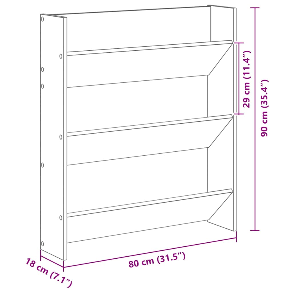 Skoställ Åldrat Trä med hylla Väggmonterad