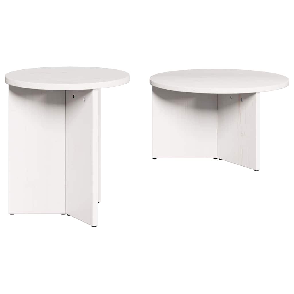 Soffbord Vit 2 pcs 49 x 49 x 28 cm Massivt tallträ