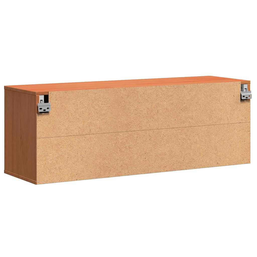 Väggskåp Väggmonterad Vaxbrun 100 x 30 x 35 cm Massiv furu