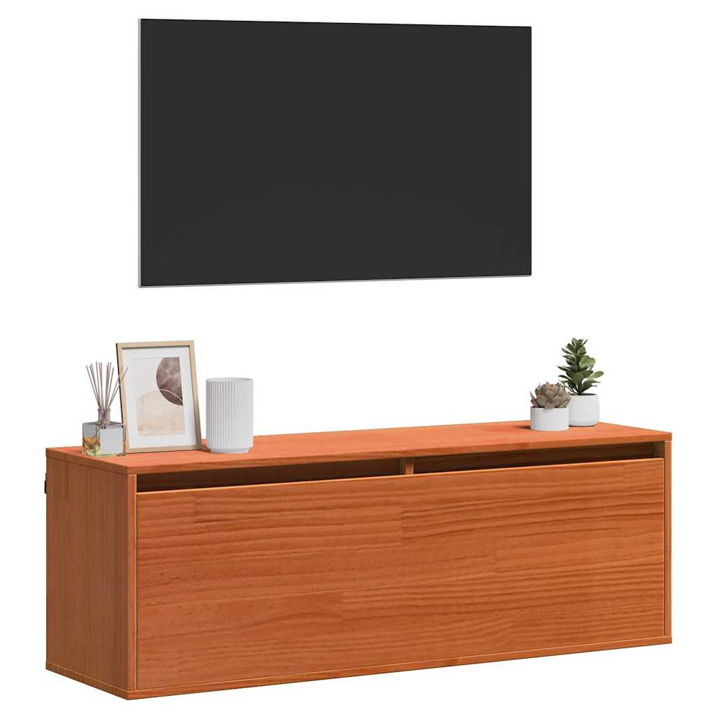 Väggskåp Väggmonterad Vaxbrun 100 x 30 x 35 cm Massiv furu