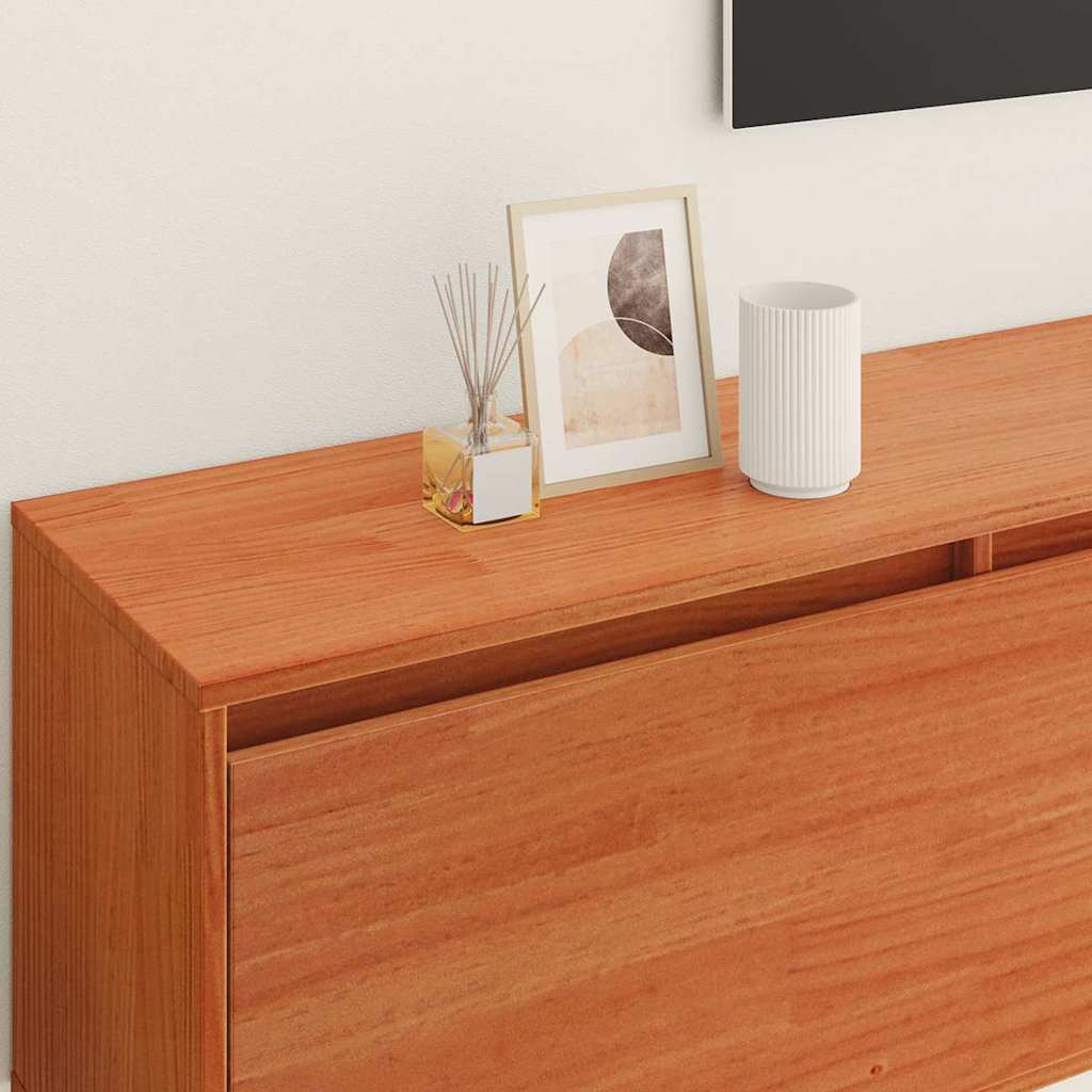 Väggskåp med hylla 2 pcs Vaxbrun 100 x 30 x 35 cm Massiv furu