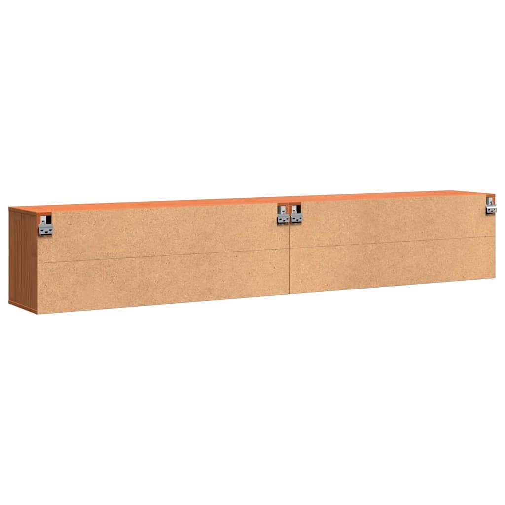Väggskåp med hylla 2 pcs Vaxbrun 100 x 30 x 35 cm Massiv furu