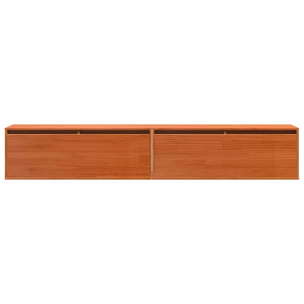 Väggskåp med hylla 2 pcs Vaxbrun 100 x 30 x 35 cm Massiv furu
