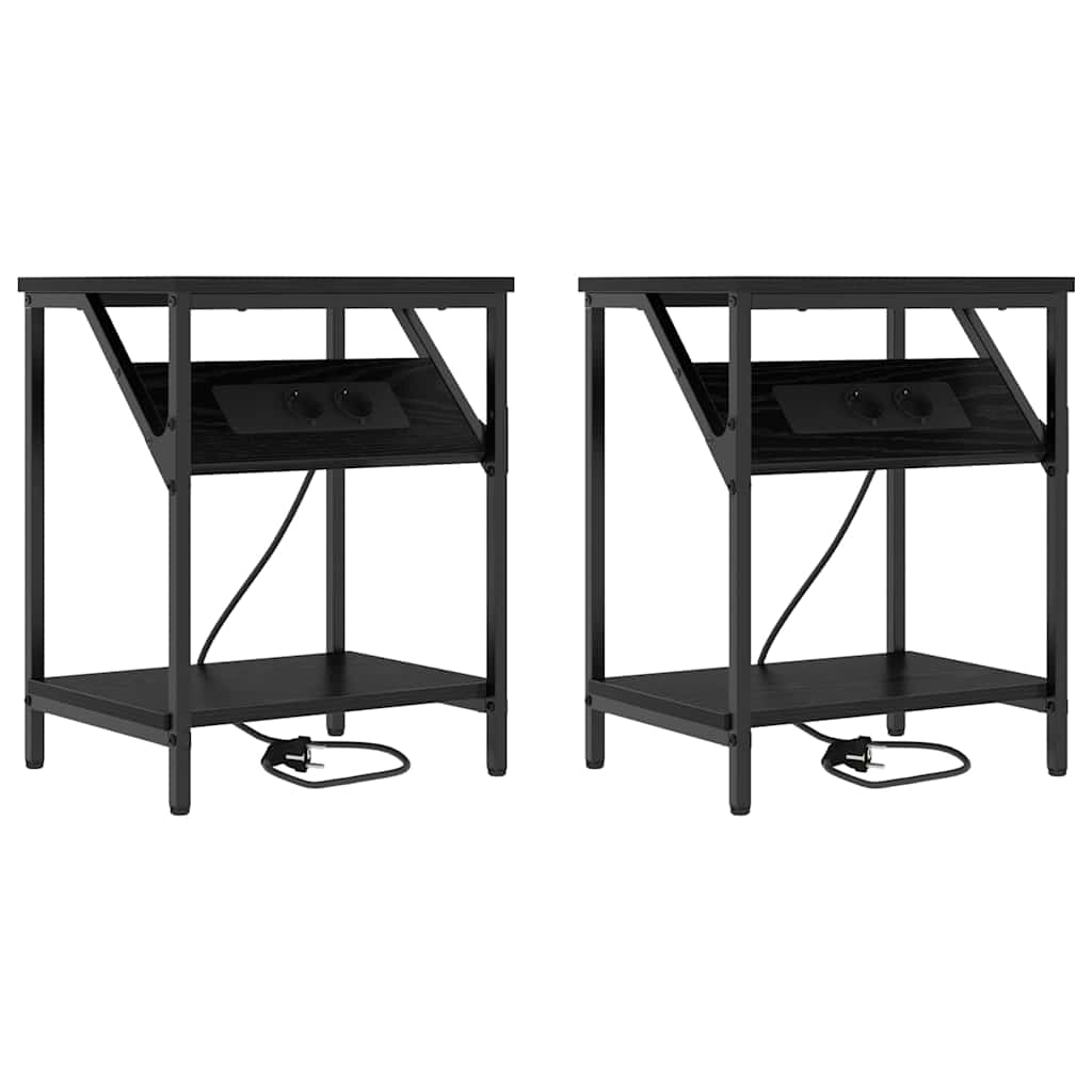Sängbord 2 pcs Svart ek 38 x 30 x 48 cm Konstruerat trä