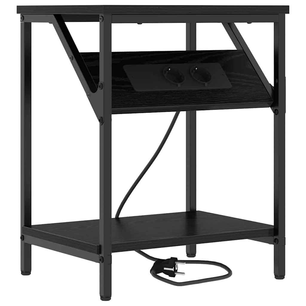 Sängbord 2 pcs Svart ek 38 x 30 x 48 cm Konstruerat trä