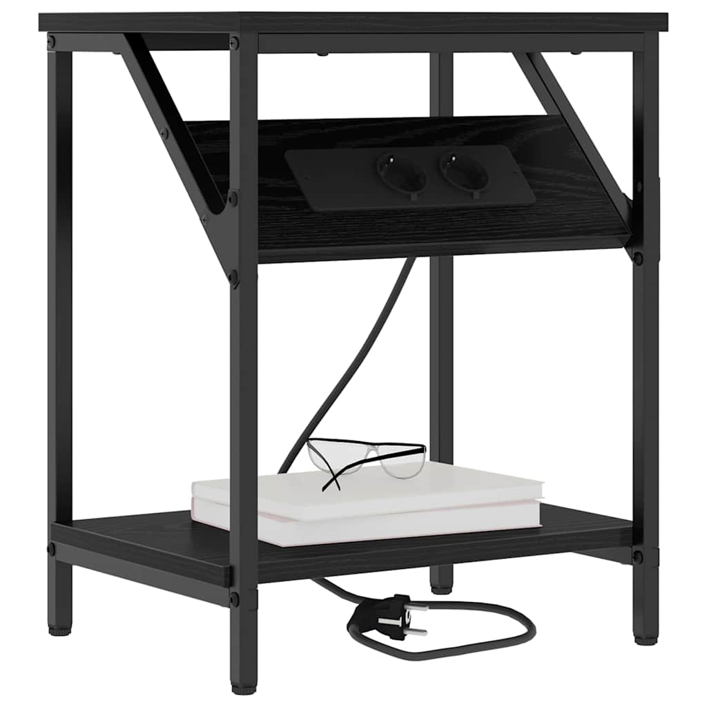 Sängbord 2 pcs Svart ek 38 x 30 x 48 cm Konstruerat trä