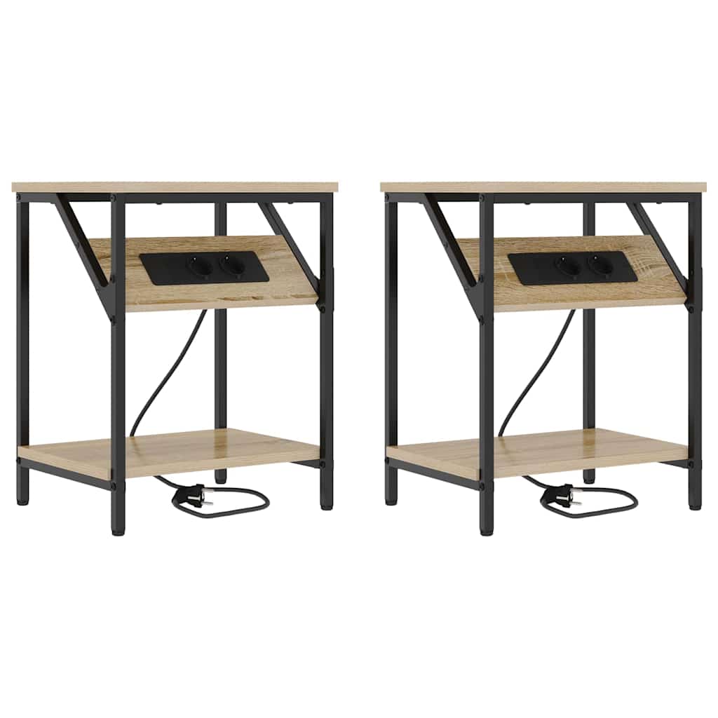 Sängbord 2 pcs Sonoma ek 38 x 30 x 48 cm Konstruerat trä