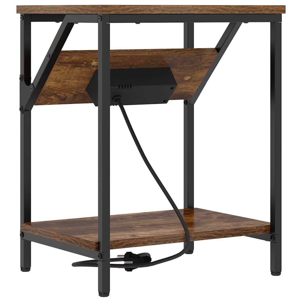 Sängbord 2 pcs Rökfärgad ek 38 x 30 x 48 cm Konstruerat trä