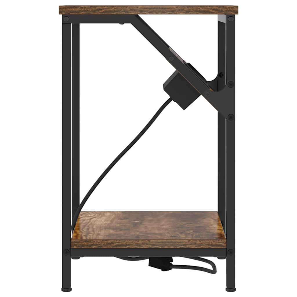 Sängbord 2 pcs Rökfärgad ek 38 x 30 x 48 cm Konstruerat trä