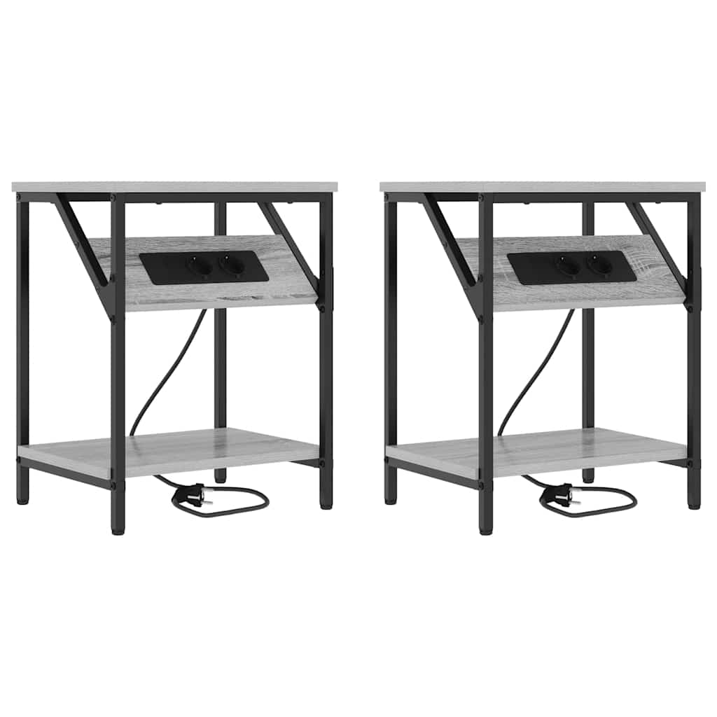 Sängbord 2 pcs Grå sonoma 38 x 30 x 48 cm Konstruerat trä