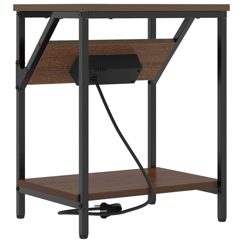 Sängbord 2 pcs brun ek 38 x 30 x 48 cm Konstruerat trä