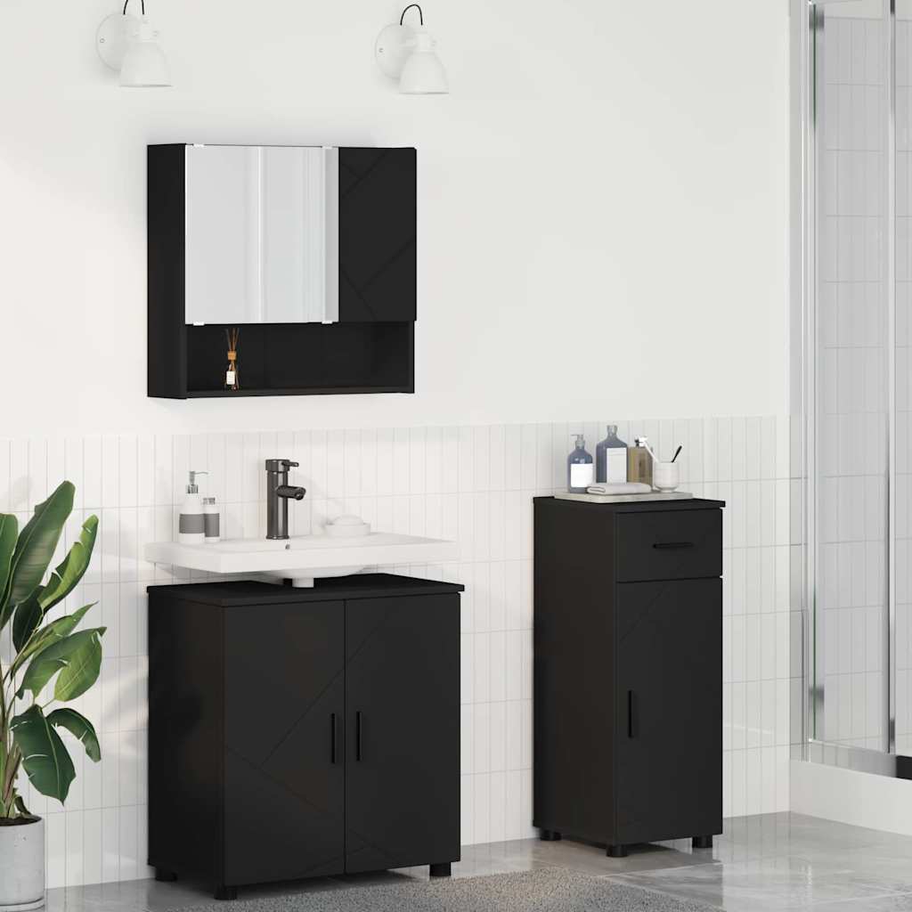 Badrumsmöbelset 3 pcs Svart 61 x 35 x 64 cm