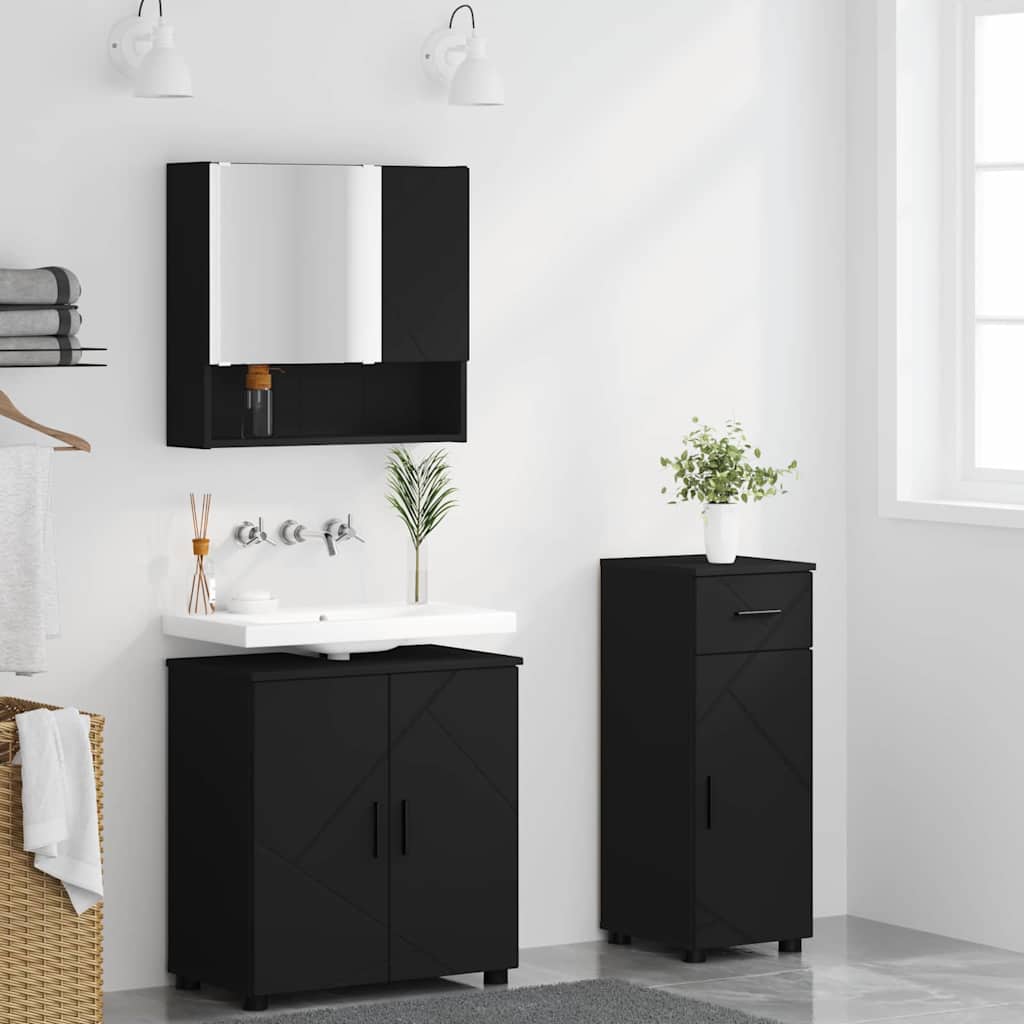 Badrumsmöbelset 3 pcs Svart 61 x 35 x 64 cm