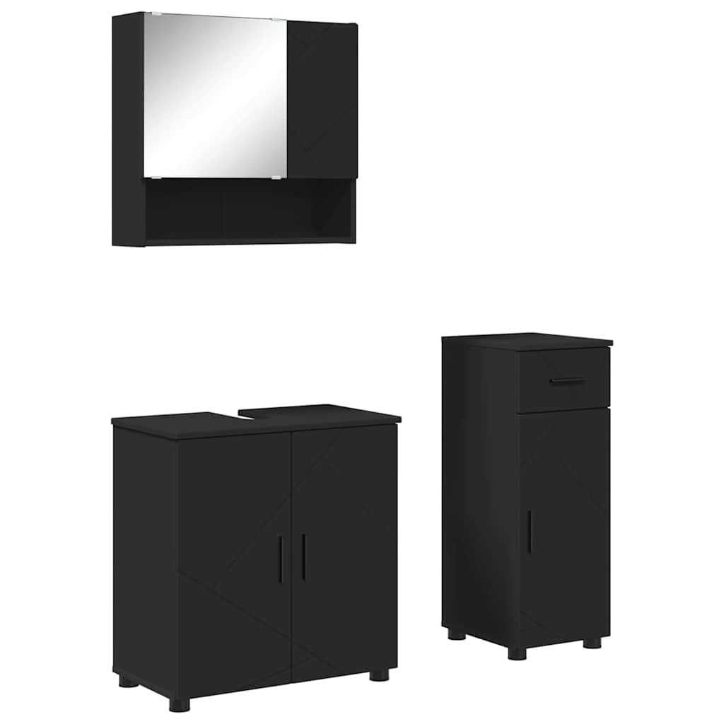 Badrumsmöbelset 3 pcs Svart 61 x 35 x 64 cm